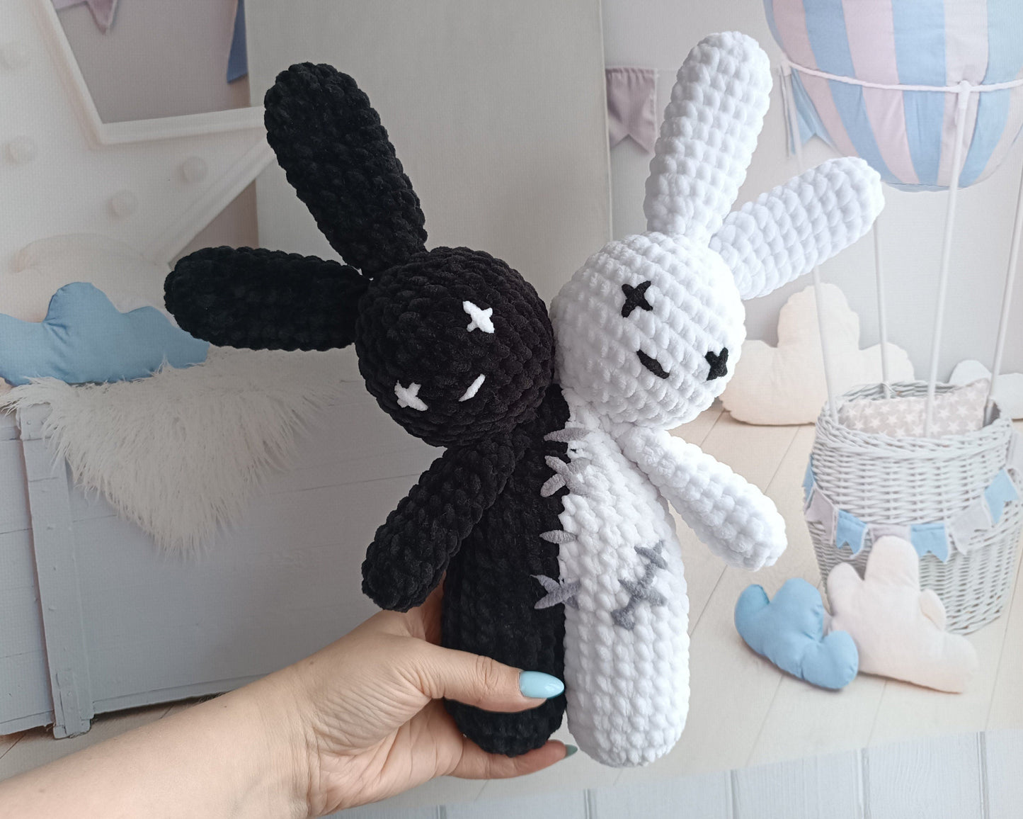 Bad bunny Two Headed Plushie crochet pattern Amigurumi tutorial PDF in English