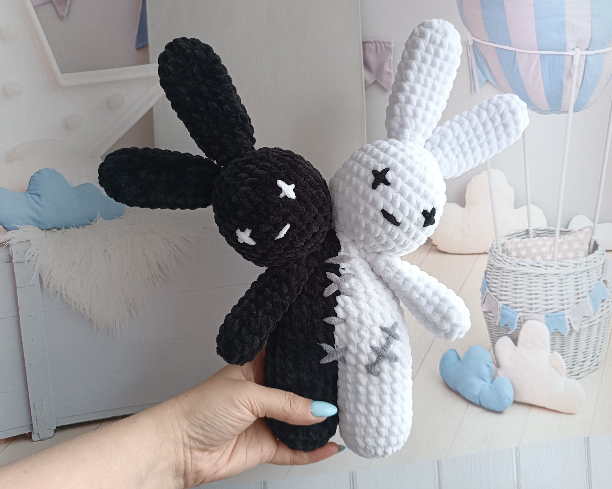 Bad bunny Two Headed Plushie crochet pattern Amigurumi tutorial PDF in English