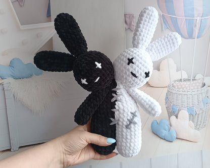 Bad bunny Two Headed Plushie crochet pattern Amigurumi tutorial PDF in English