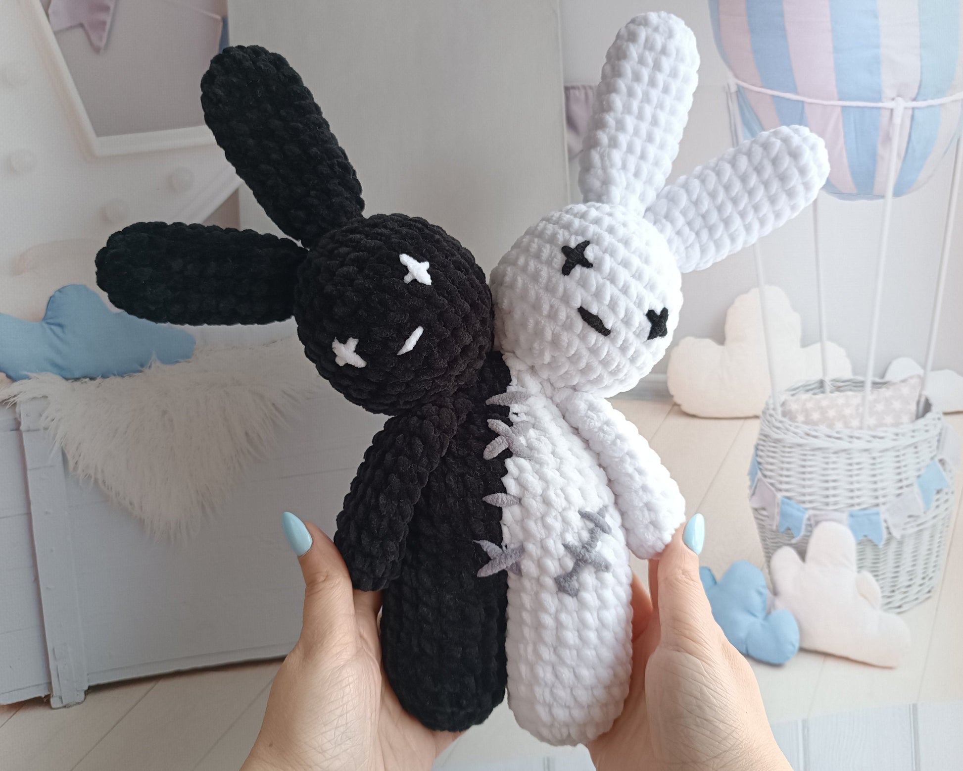 Bad bunny Two Headed Plushie crochet pattern Amigurumi tutorial PDF in English