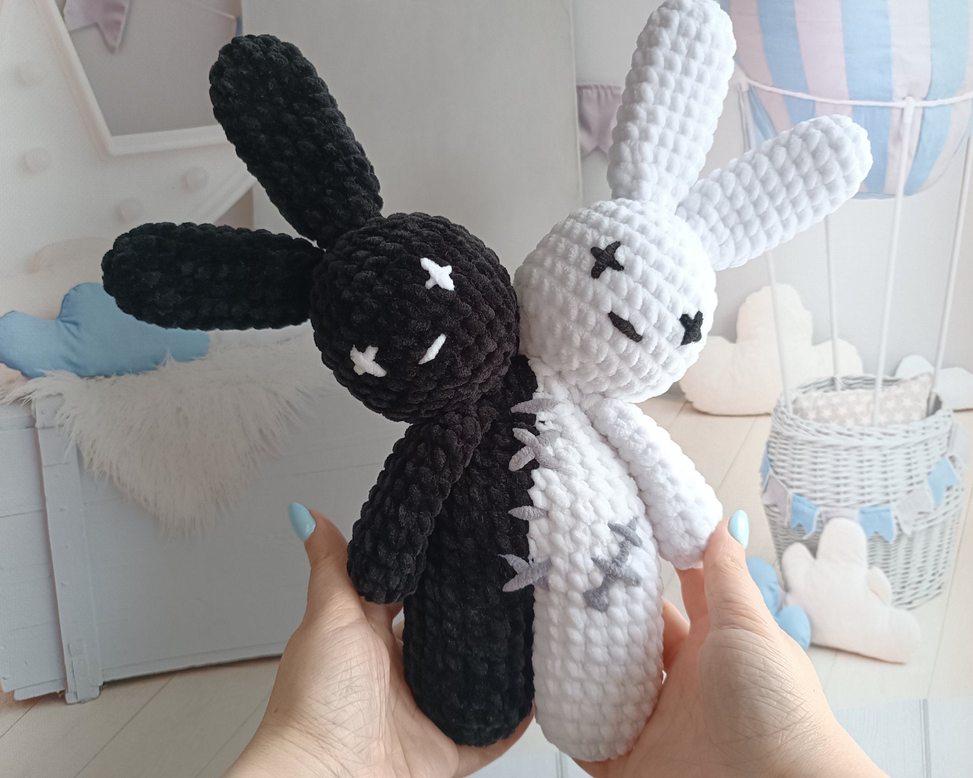 Bad bunny Two Headed Plushie crochet pattern Amigurumi tutorial PDF in English