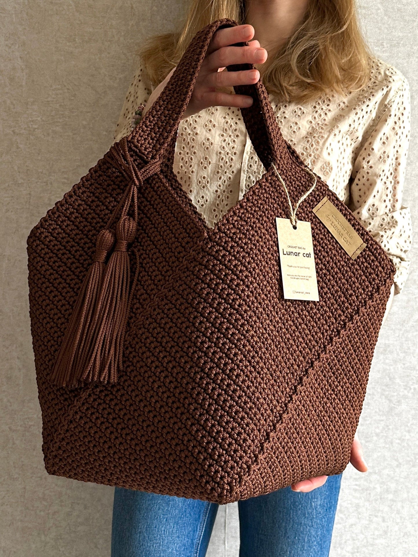 Crochet Tote Bag Pattern Reusable Grocery Bag, Tote Bag Crochet Pattern PDF Aesthetic Bag, Large Crochet Beach Bag