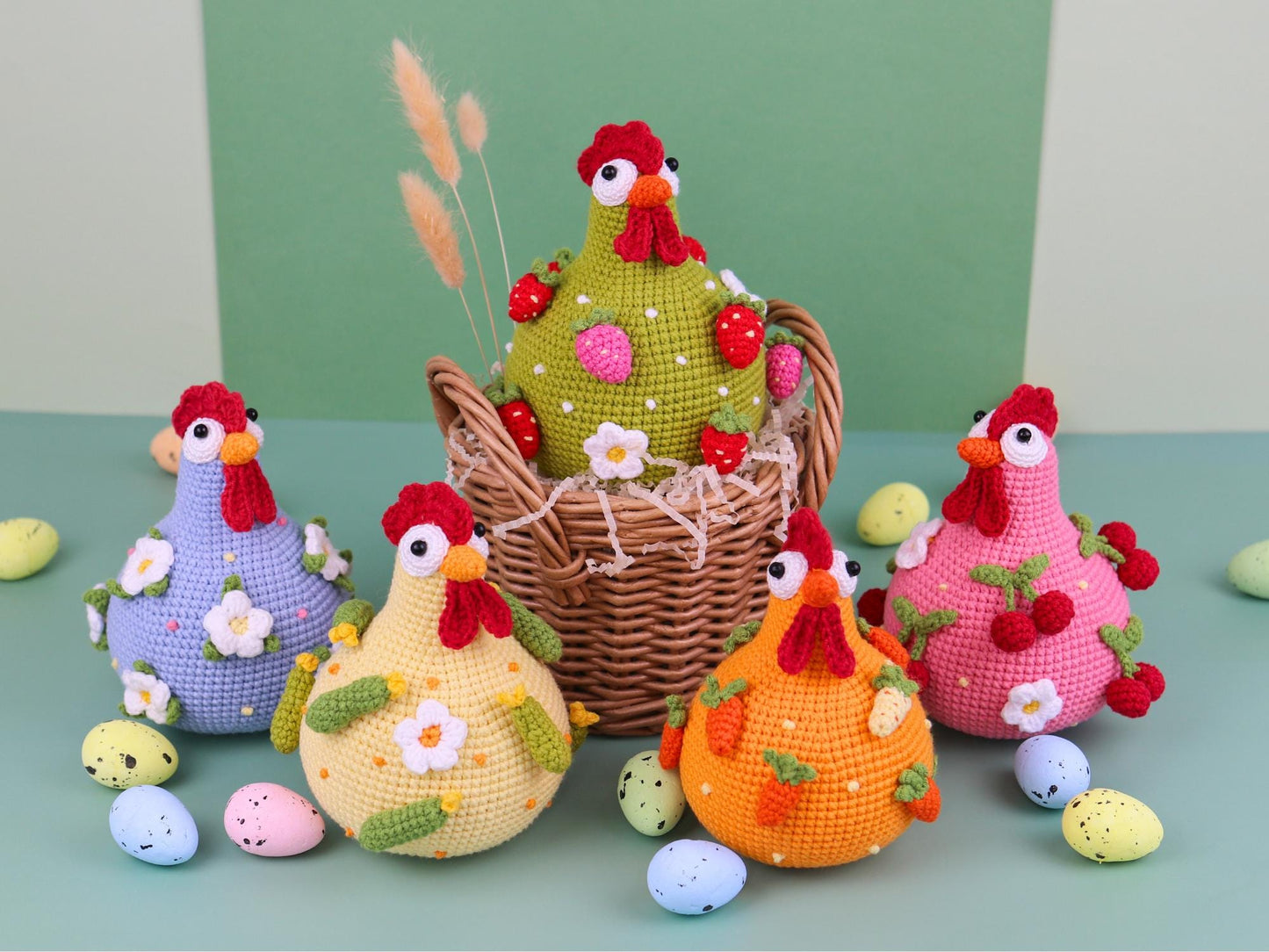 Crochet Chicken Amigurumi Pattern - Adorable DIY Crochet Hens, Easter Chick Toy, Cute Farm Animal PDF Tutorial, Spring Decor, Easy Crochet