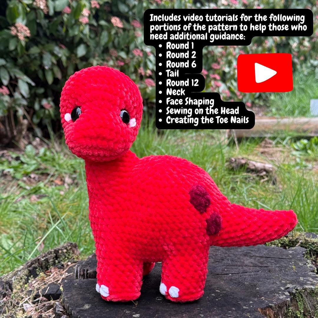Brontosaurus Crochet Pattern – Low Sew Dinosaur Amigurumi PDF by CrochetGrove